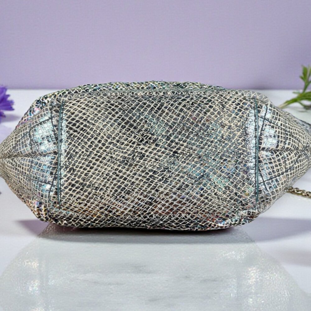 Sharif Metallic Python Embossed Leather Dome Conv… - image 8